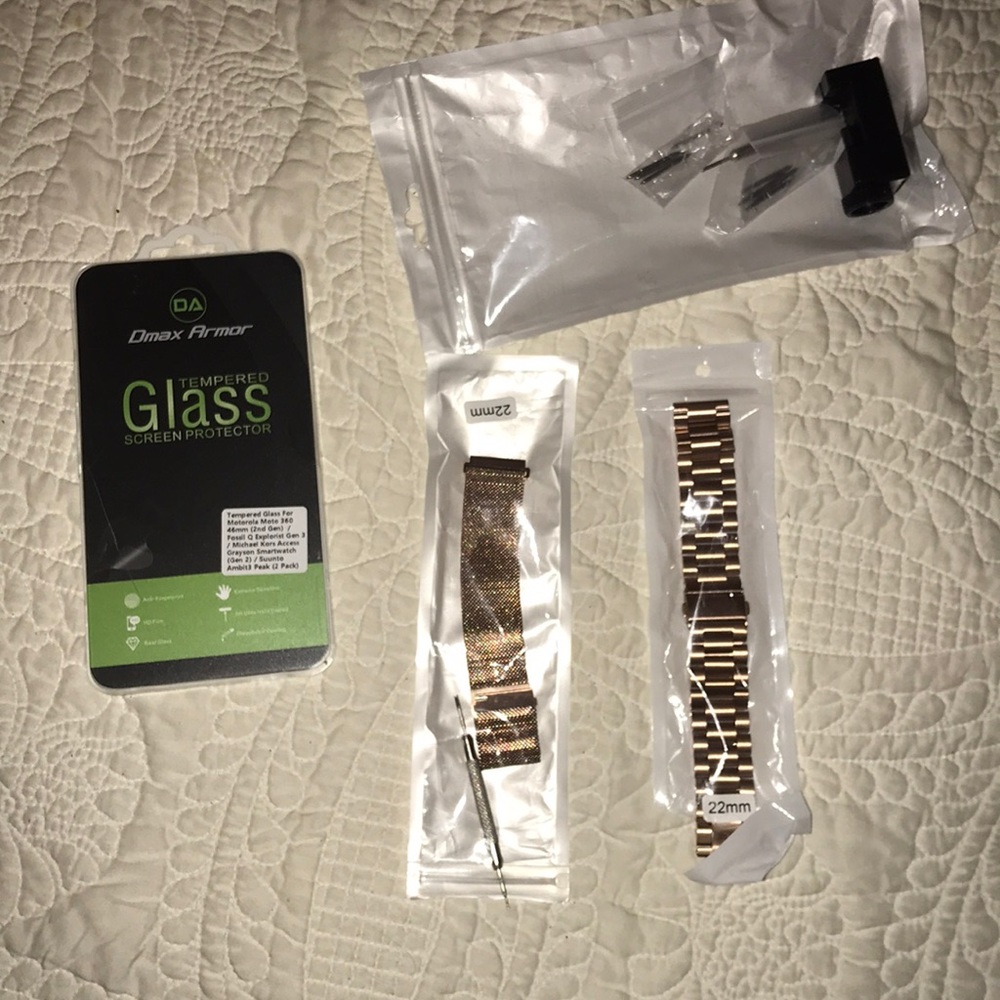 NWT Fossil Explorist Smartwatch Bands + Protectors